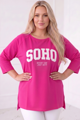 Dámska bavlnená mikina pre plnoštíhle Megi Collection SOHO fuxia.