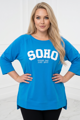 Dámska bavlnená mikina pre plnoštíhle Megi Collection SOHO modrá.