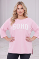 Dámska bavlnená mikina pre plnoštíhle Megi Collection SOHO ružová.