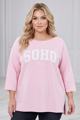 Dámska bavlnená mikina pre plnoštíhle Megi Collection SOHO ružová.
