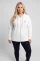 Dámska bavlnená mikina pre plnoštíhle Megi Collection biela na zips.