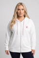 Dámska bavlnená mikina pre plnoštíhle Megi Collection biela na zips.
