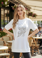 Biele bavlnené tričko s vyšívaným 