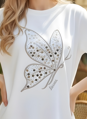 Biele bavlnené tričko s vyšívaným 