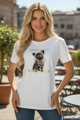 Dámske tričko s módnym psíkom biele vzor 3.