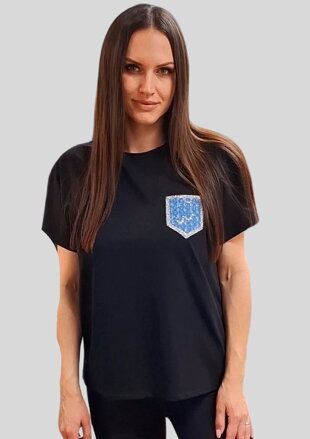 Dámske bavlnené tričko DENIM čierne.
