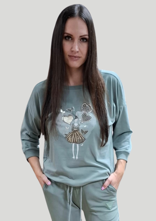 Megi Collection mikina olivová žena.