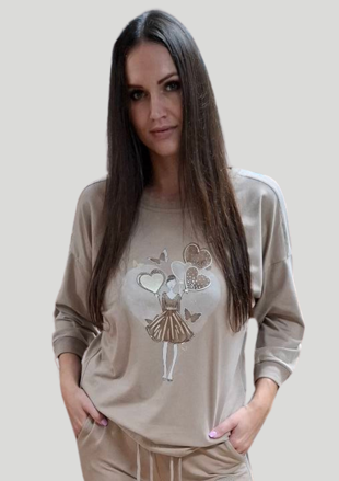 Megi Collection mikina béžová žena.