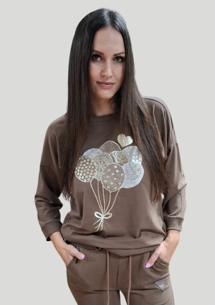 Megi Collection mikina čokoládová balóny.