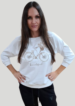 Megi Collection mikina bicykel biela.