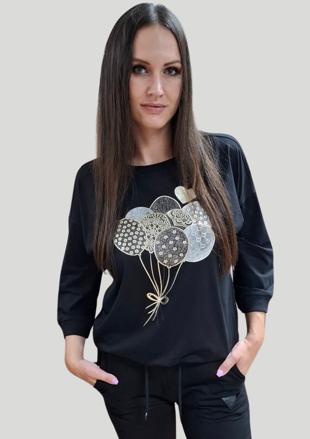 Megi Collection mikina čierna balóny.