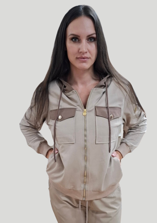 Dámska mikina Megi Collection s kapucňou béžová.