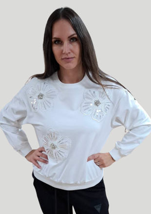 Elegantná mikina kvet biela.