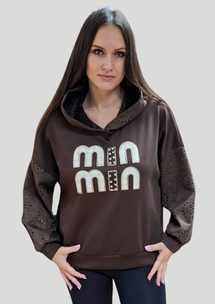 Mikina s kapucňou italy čokoládová. 