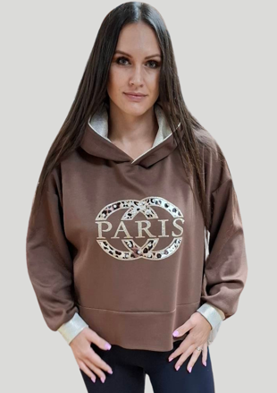 Mikina s kapucňou PARIS čokoládová.