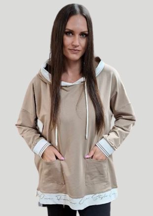Megi Collection mikina pre plnoštíhle béžová.
