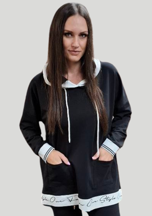 Megi Collection mikina pre plnoštíhle čierna.
