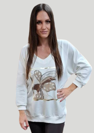 Megi Collection mikina pre plnoštíhle biela.