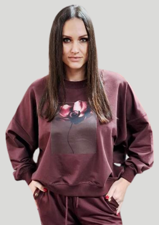 Megi Collection mikina kvet vínová.