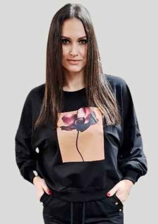 Megi Collection mikina kvet čierna.