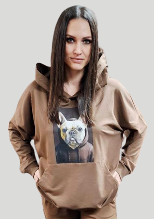 Megi Collection mikina buldoček čokoládová.