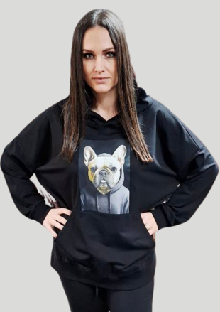 Megi Collection mikina buldoček čierna.