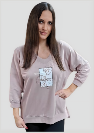 Megi Collection mikina “kvety” lila.