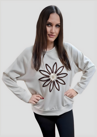 Mikina “veľký kvet” smotanová.