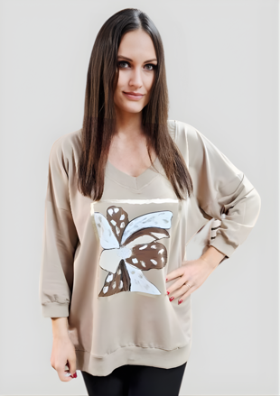 Megi Collection mikina pre plnoštíhle béžová.