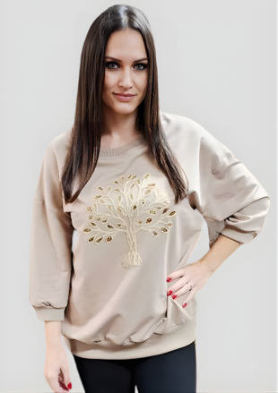Megi Collection mikina strom života béžová.