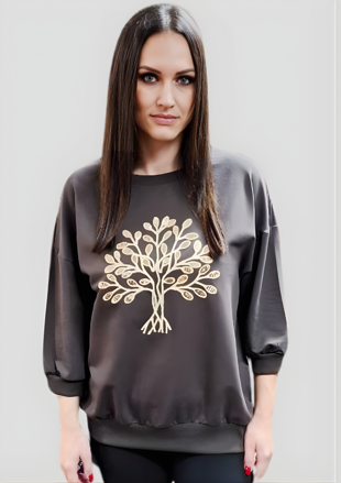 Megi Collection mikina strom života šedá.