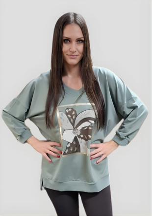 Megi Collection mikina pre plnoštíhle zelená.