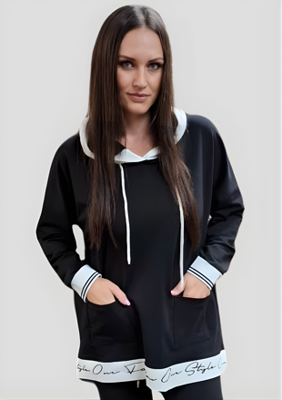 Megi Collection mikina pre plnoštíhle čierna.