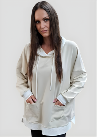 Megi Collection mikina pre plnoštíhle smotanová.