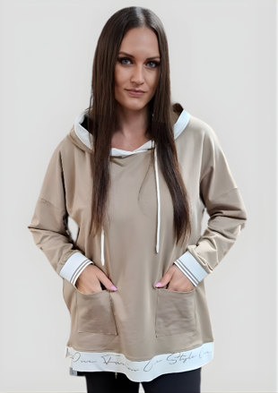 Megi Collection mikina pre plnoštíhle béžová.