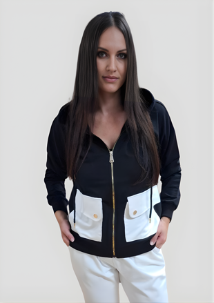 Megi Collection dámska mikina s kapucňou čierne.