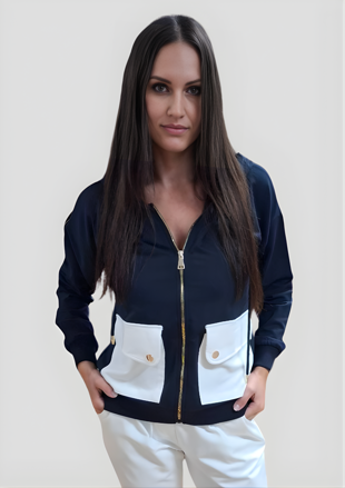 Megi Collection dámska mikina s kapucňou modrá.