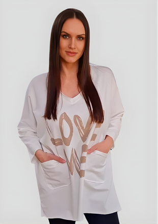 Dámska bavlnená mikina Megi Collection biela.