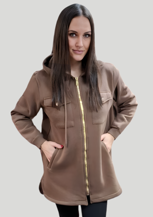 Megi Collection hrubá mikina čokoládová.