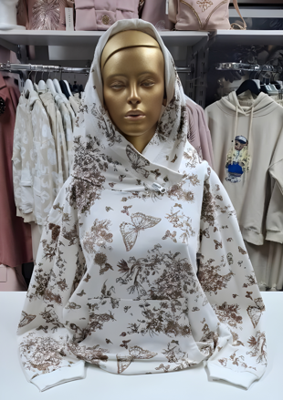 Megi Collection dámska mikina “motýľ” bielo -béžová.