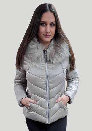 Zimná bunda LAURA s kapucňou šedá.