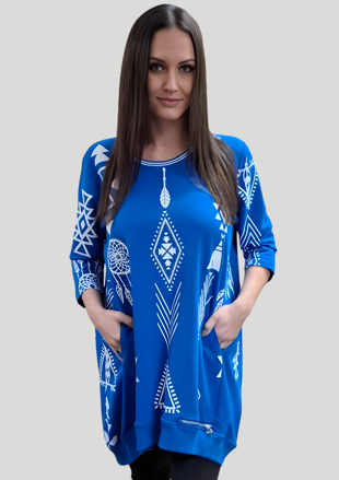 Megi Collection predĺžená tunika vzorovaná modrá.