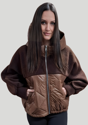 Dámska bunda LOLA s kapucňou čokoládová.