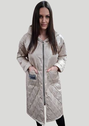 Dámska prechodná bunda NORA s kapucňou béžová.