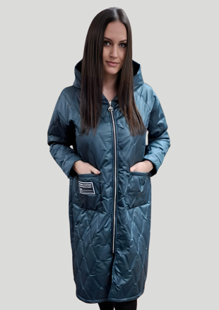 Dámska prechodná bunda NORA s kapucňou tyrkysová. 