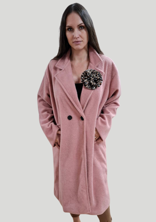 Zimný kabát AMANDA ružový pre plnoštíhle.