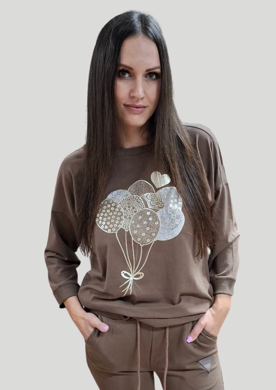 Megi Collection mikina čokoládová balóny.