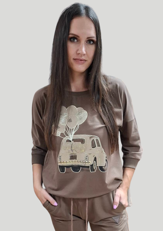 Megi Collection mikina čokoládová auto. Megi Collection mikina čokoládová auto.