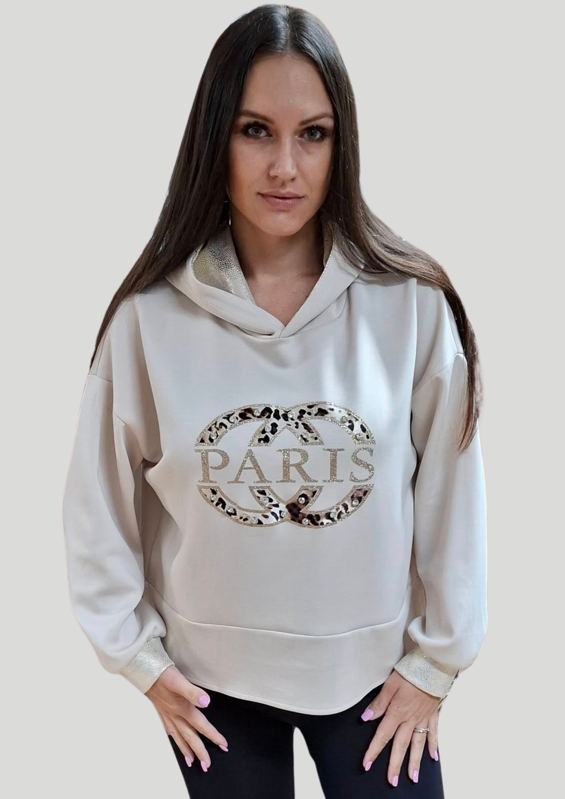 Mikina s kapucňou PARIS béžová. Mikina s kapucňou PARIS béžová.