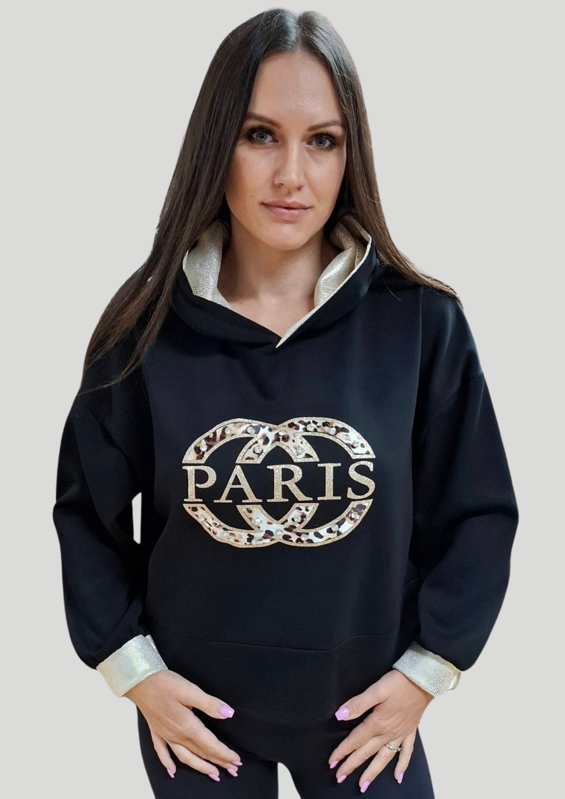 Mikina s kapucňou PARIS čierna. Mikina s kapucňou PARIS čierna.